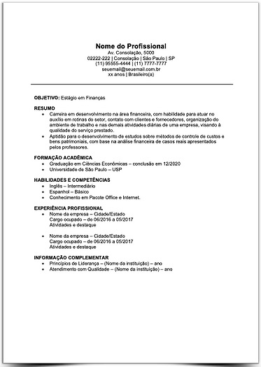 Currículo Vitae Exemplo de currículo vitae estruturado para modelo de portfólio acadêmico